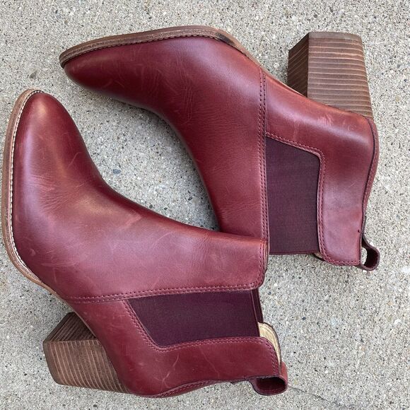 Madewell Reagan Chelsea Boots Womens 8.5 M Red Leather Ankle Booties Casual - Picture 5 of 7